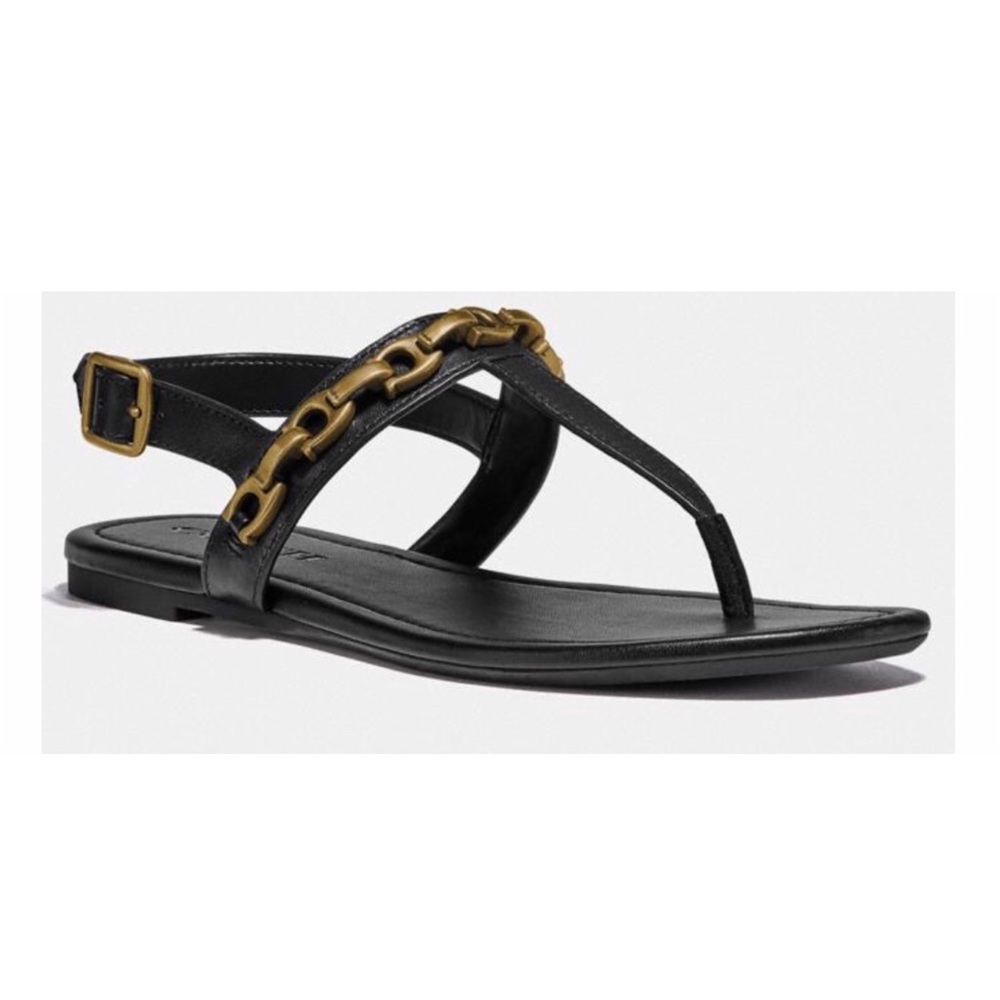 HP🎉 Coach Jenna Signature Chain T-Bar Sandals Size 5